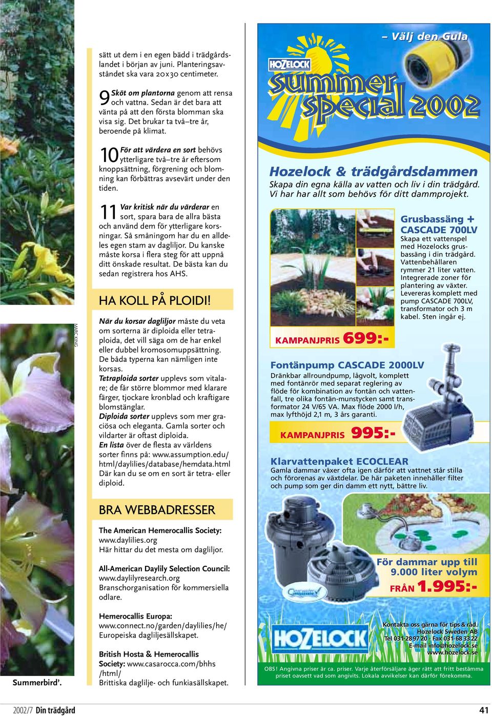 För att värdera en sort behövs 10 ytterligare två tre år eftersom knoppsättning, förgrening och blomning kan förbättras avsevärt under den tiden.