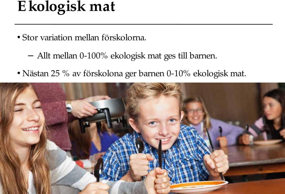 Allt mellan 0-100% ekologisk mat ges