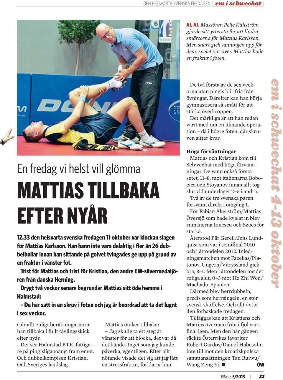33 den helsvarta svenska fredagen 11 oktober var klockan slagen för Mattias Karlsson.