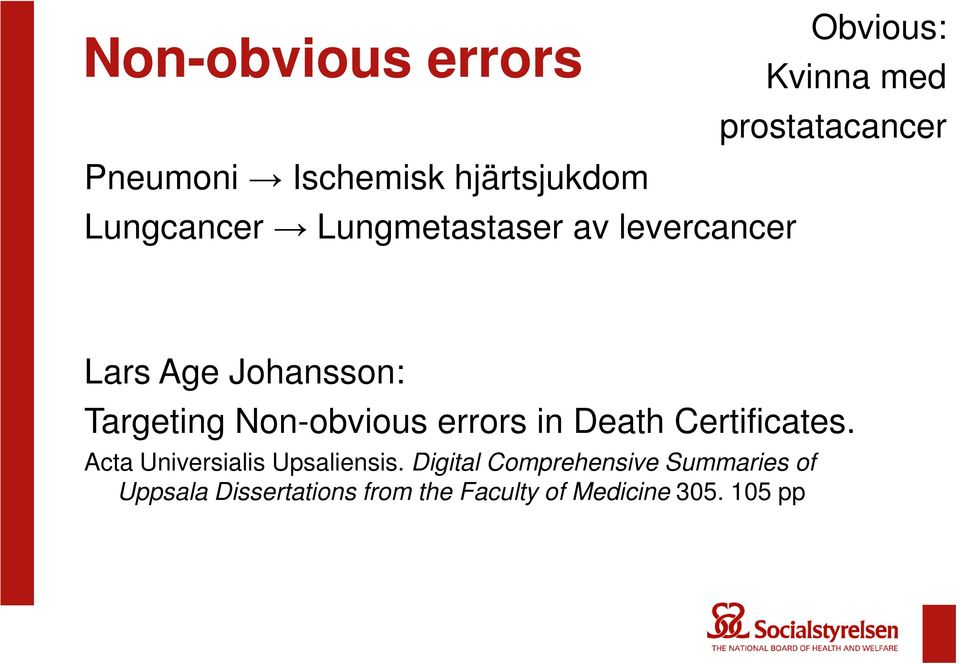 Johansson: Targeting Non-obvious errors in Death Certificates.