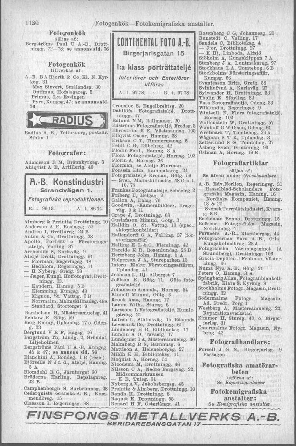 27 -' R Hj, Linboda, Älfsjö Sjöholm A, Kungsklippan 7 A Stenberg J A, Luntmakaregi 97 l:a klass pörträttatel je Stpckhaus L A, Tomtebog. 6 B A. B. BAHjorth &,Co,Kl. N.Kyr kog. 31 - Max Sievert.