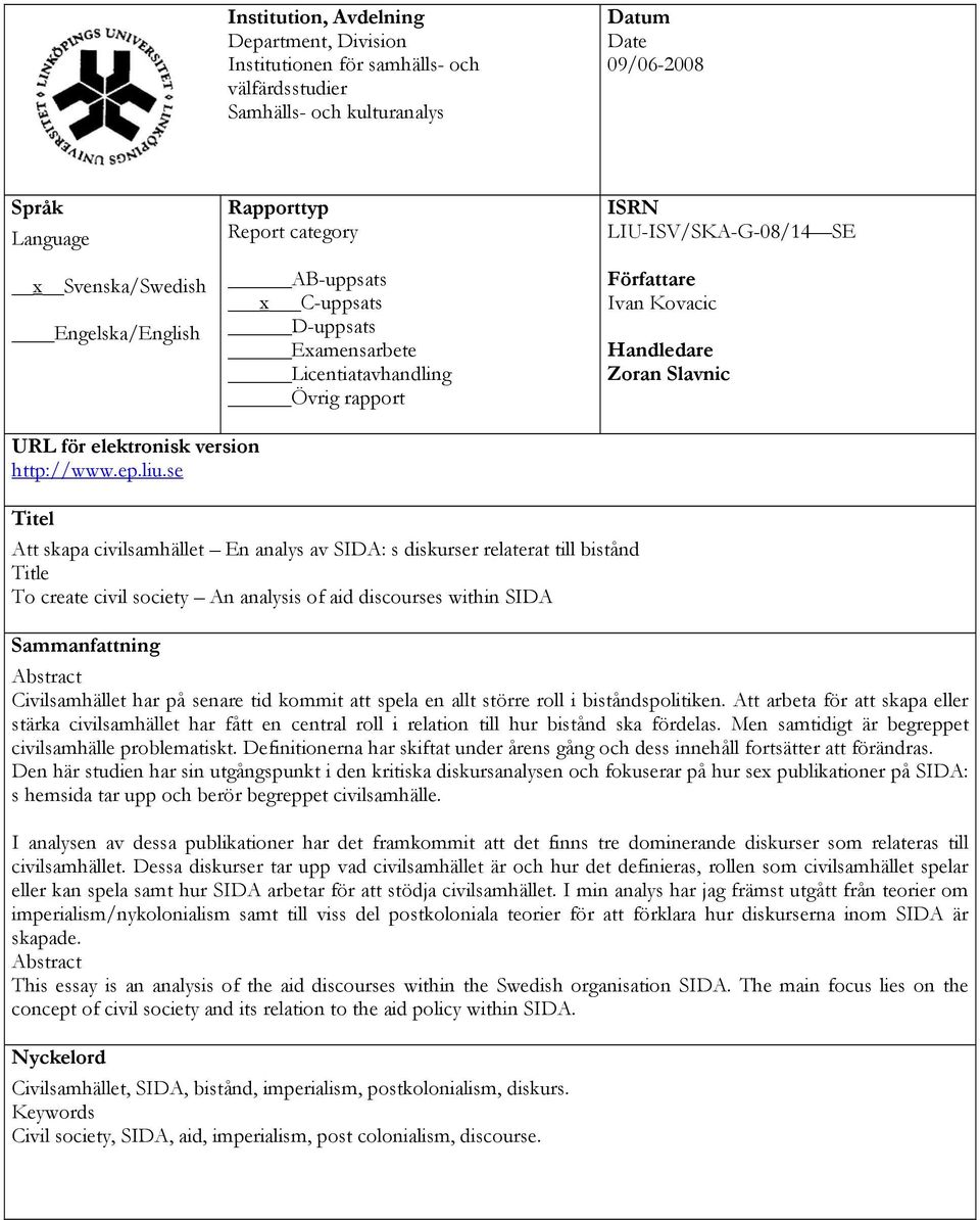 elektronisk version http://www.ep.liu.