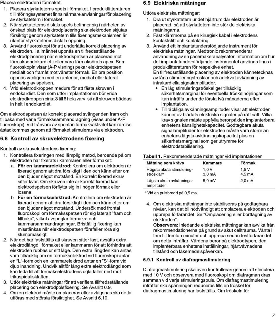 distala öppning. 3. Använd fluoroskopi för att underlätta korrekt placering av elektroden.