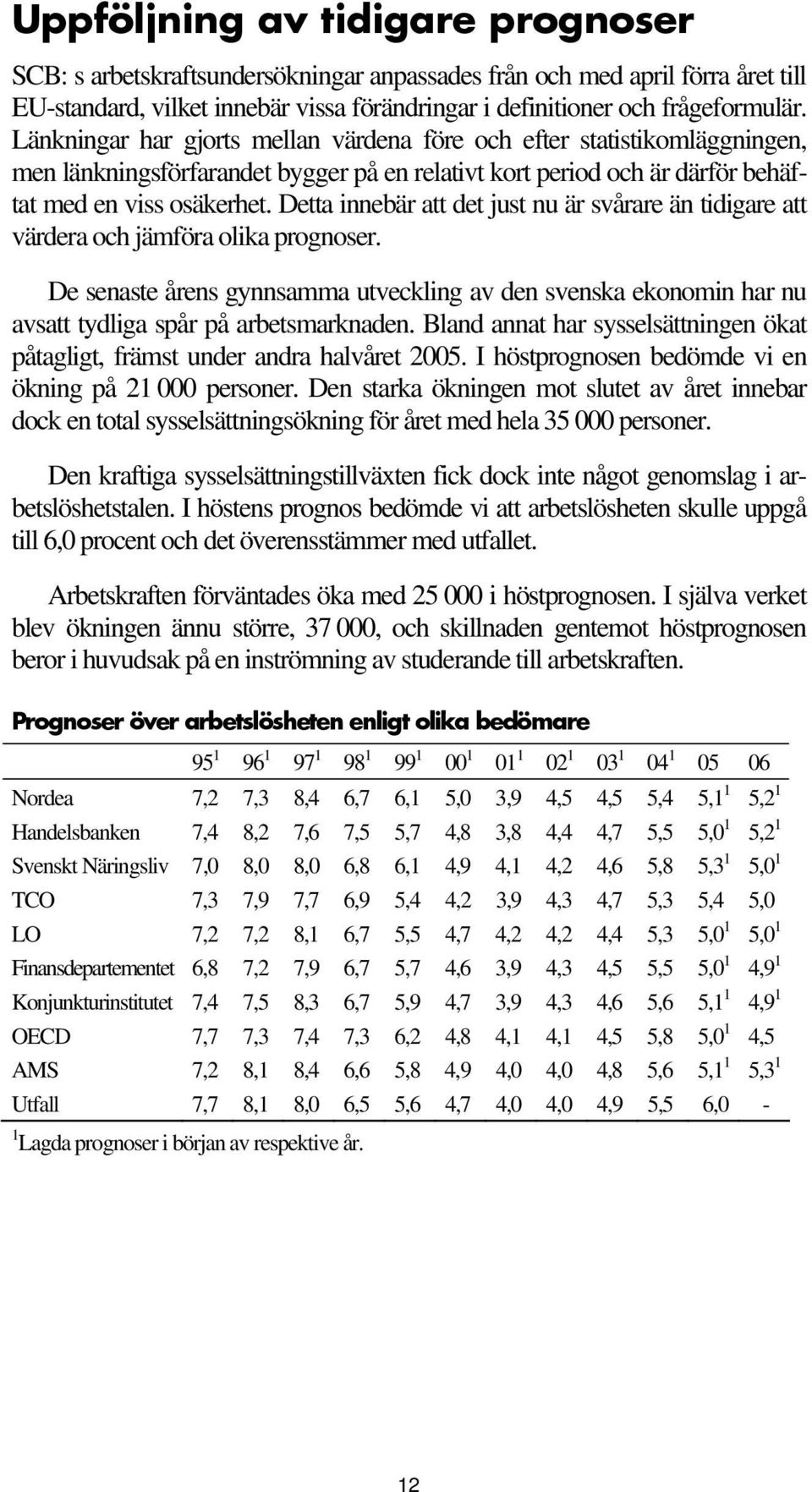 Detta innebär att det just nu är svårare än tidigare att värdera och jämföra olika prognoser.