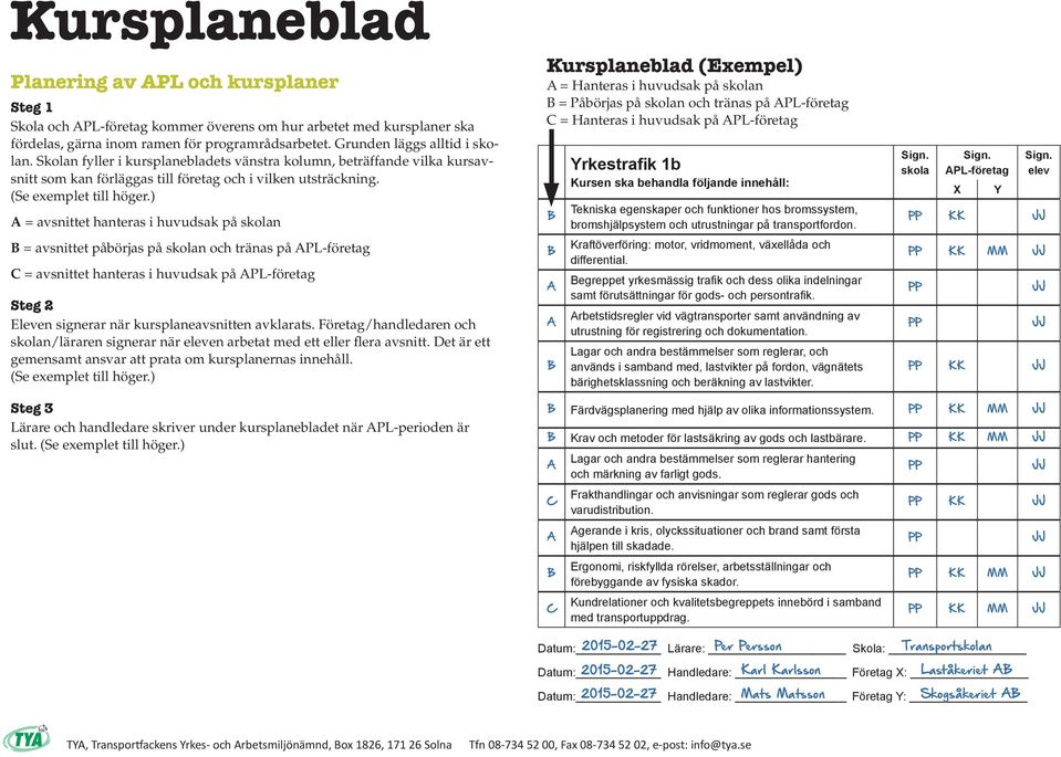 ) = avsnittet hanteras i huvudsak på n = avsnittet påbörjas på n och tränas på C = avsnittet hanteras i huvudsak på Steg 2 Eleven signerar när kursplaneavsnitten avklarats.