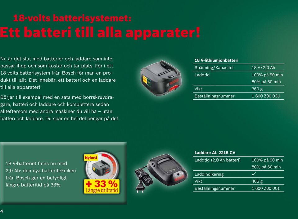 Börjar till exempel med en sats med borrskruvdragare, batteri och laddare och komplettera sedan allteftersom med andra maskiner du vill ha utan batteri och laddare. Du spar en hel del pengar på det.