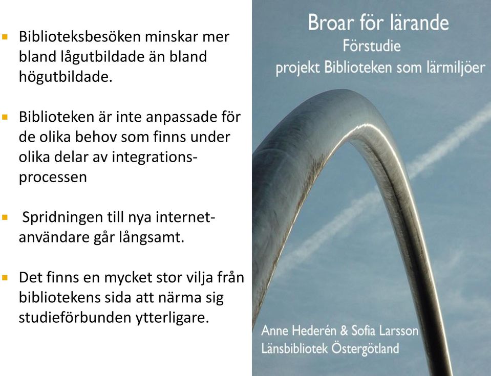 integrationsprocessen Spridningen till nya internetanvändare går långsamt.