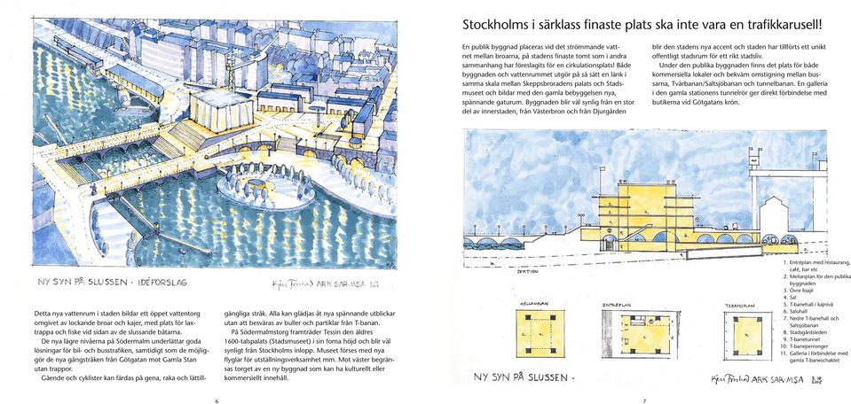 Både byggnaden och vattenrummet utgör på så sätt en länk i samma skala mellan Skeppsbroradens palats och Stadsmuseet och bildar med den gamla bebyggelsen nya, spännande gaturum.