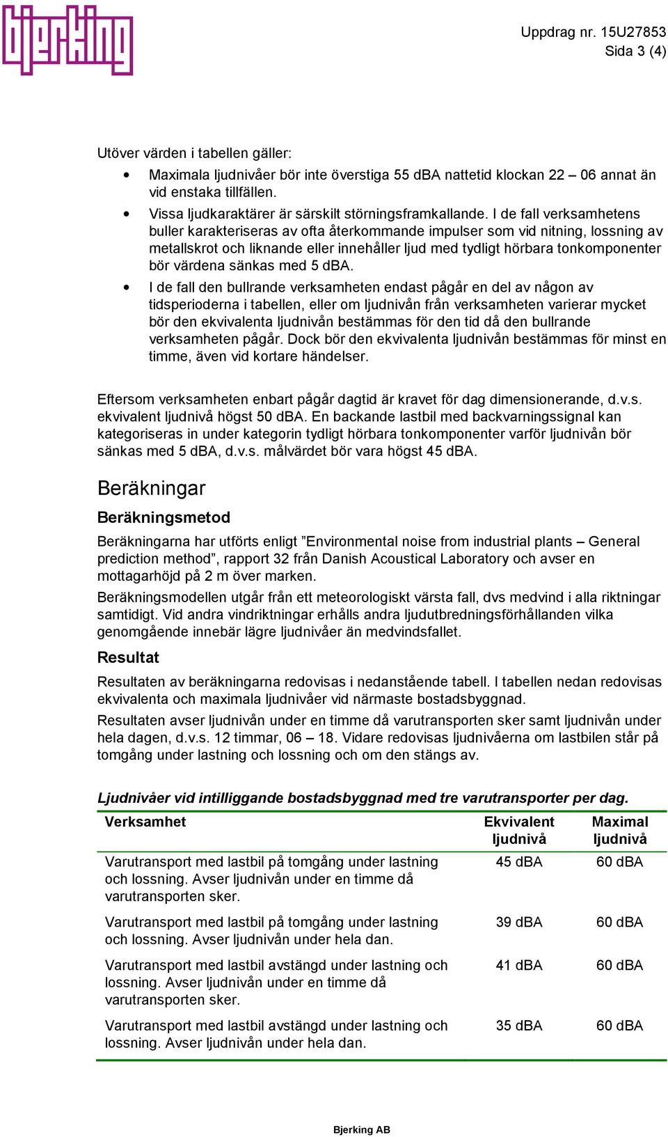 I de fall verksamhetens buller karakteriseras av ofta återkommande impulser som vid nitning, lossning av metallskrot och liknande eller innehåller ljud med tydligt hörbara tonkomponenter bör värdena