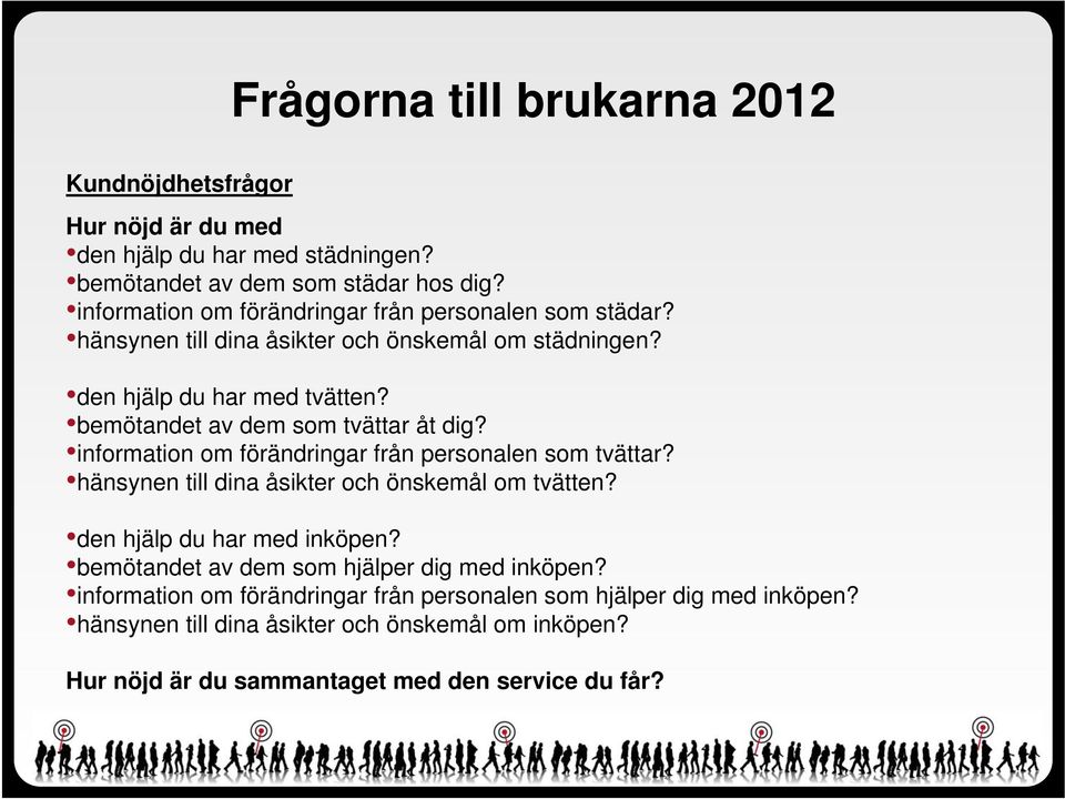 bemötandet av dem som tvättar åt dig? information om förändringar från personalen som tvättar? hänsynen till dina åsikter och önskemål om tvätten?