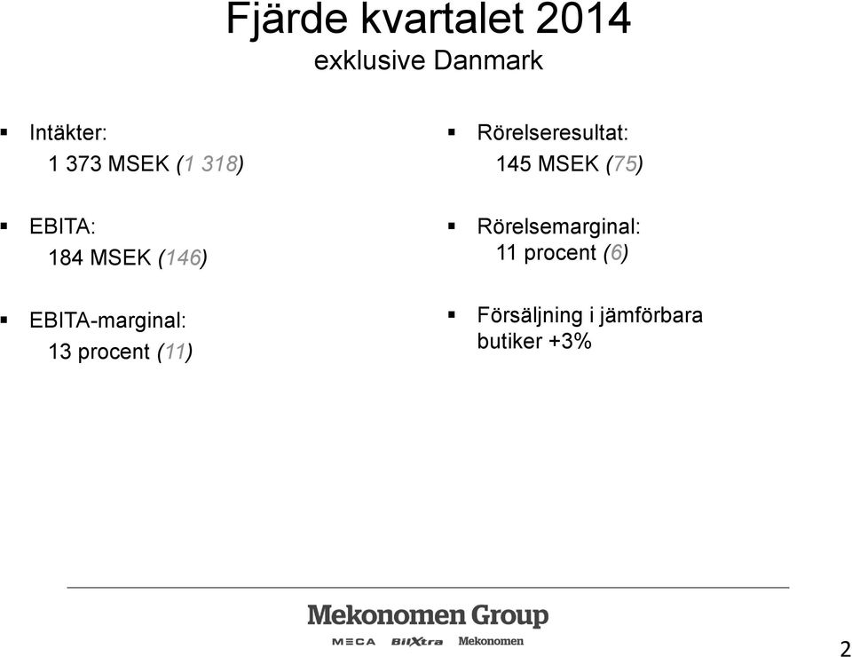 MSEK (146) Rörelsemarginal: 11 procent (6)