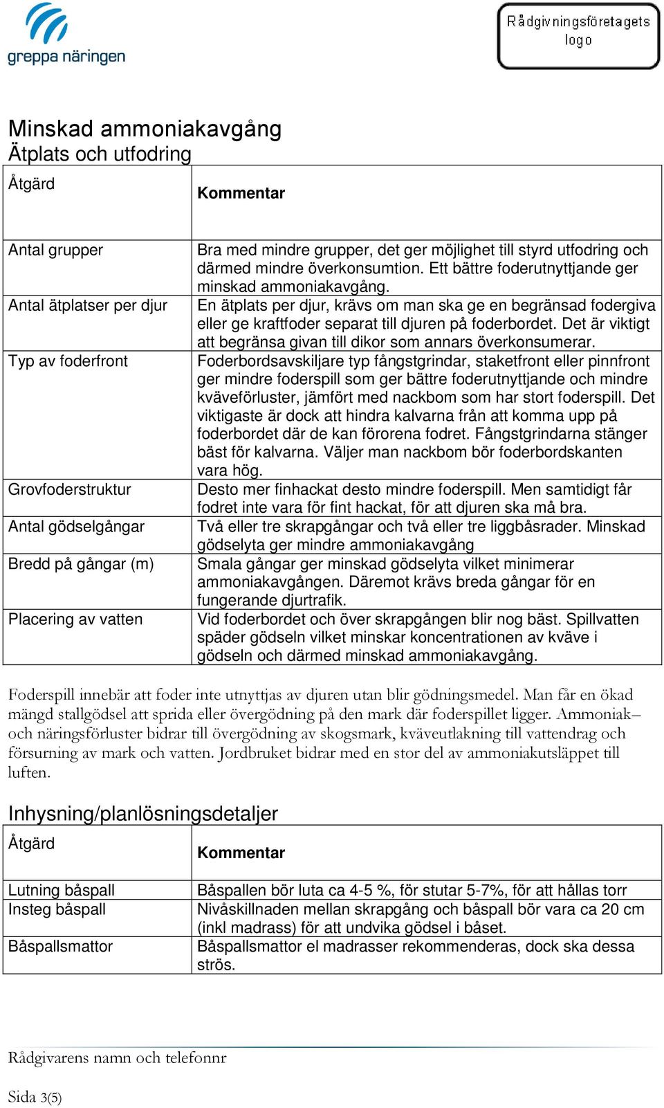 En ätplats per djur, krävs om man ska ge en begränsad fodergiva eller ge kraftfoder separat till djuren på foderbordet. Det är viktigt att begränsa givan till dikor som annars överkonsumerar.