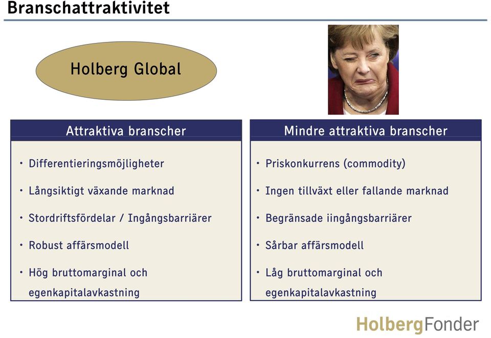 Priskonkurrens (commodity) Ingen tillväxt eller fallande marknad Begränsade iingångsbarriärer Sårbar