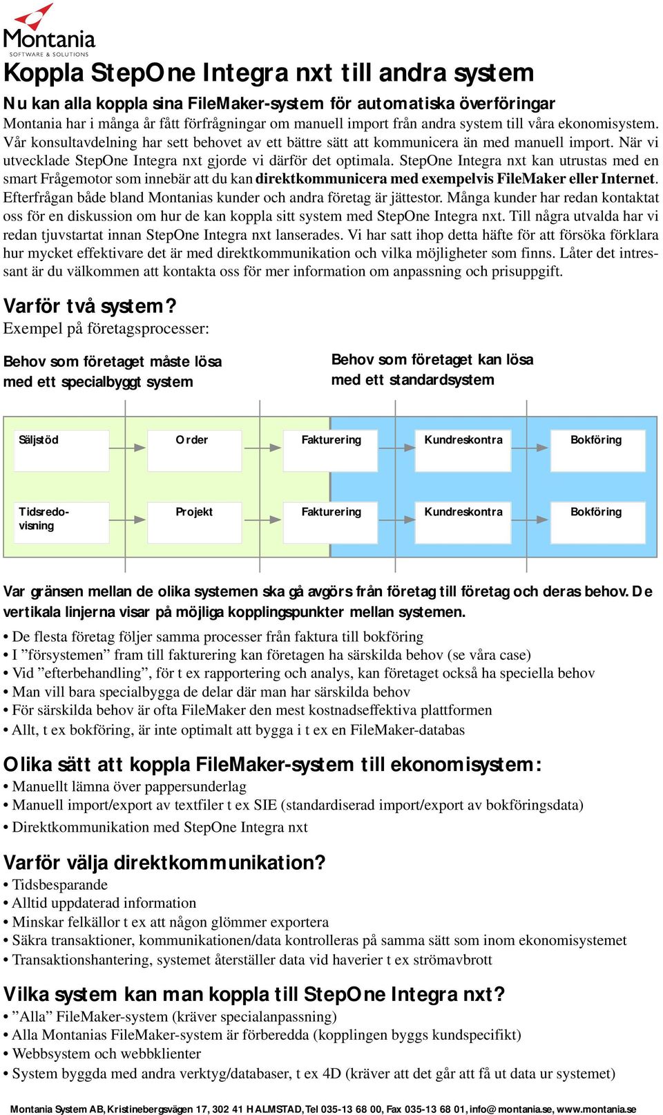 StepOne Integra nxt kan utrustas med en smart Frågemotor som innebär att du kan direktkommunicera med exempelvis FileMaker eller Internet.