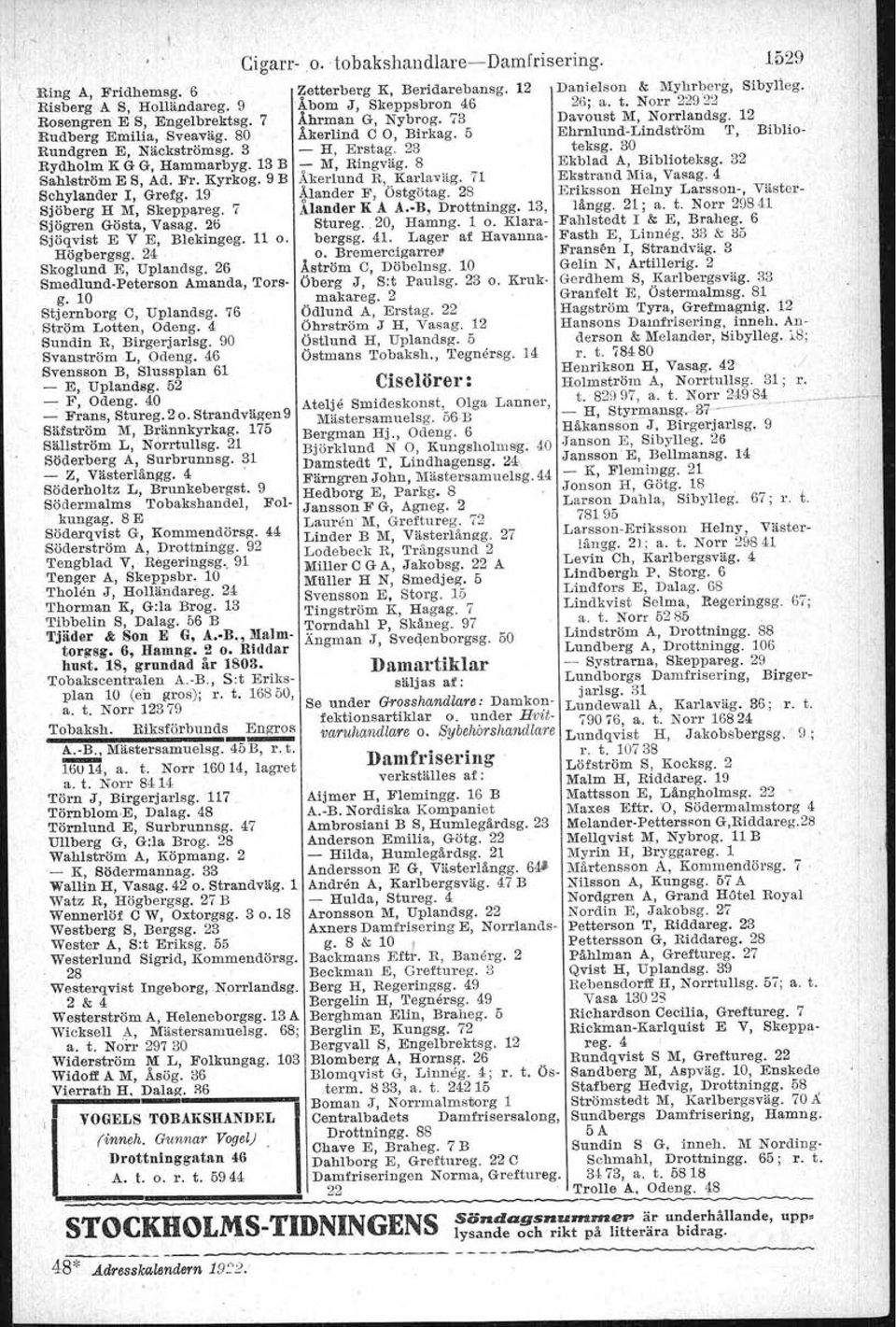 för Österskär.0. Örby ; r. t. 6814 o. 22'701, a. t. 1420 O. 2341 Holmgren Q, Enekedeväg. 139, Enskede ngeniörsfirma John 'V Andersson, Brunkebergstorg 12 Johansson K S A.'B., Folkungag. 8 A;,,-,t.