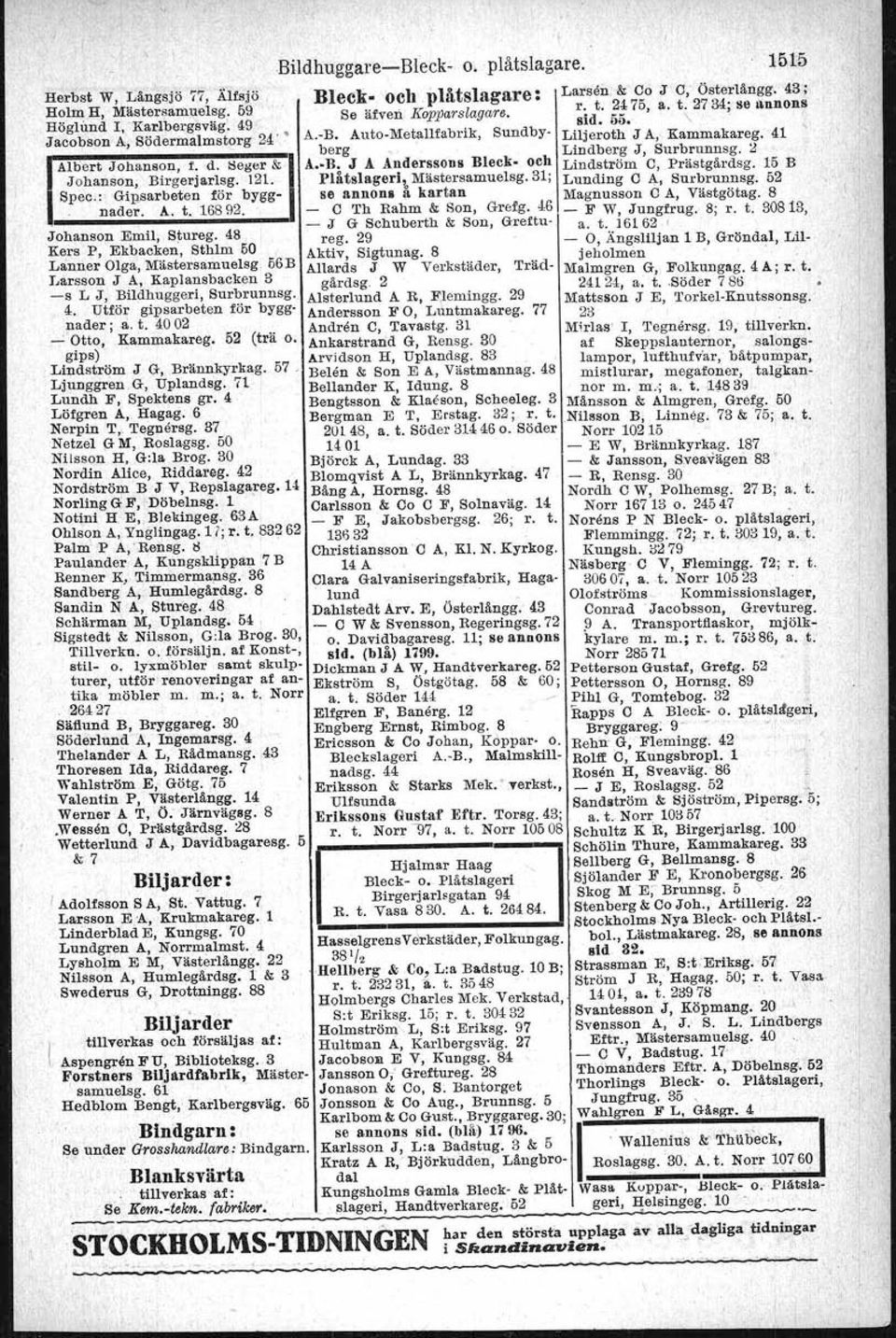 32 - & Widstrand, Begeringsg. 75 B Svensk Bokexport (A.-B. Sandbergs Wallenkampf F C W, Hagag. 46 bokhandel), Stqreg.8 Zetterlund J,Malmskillnadsg. 19 A Svenska Bokhandelscentralen A -B.