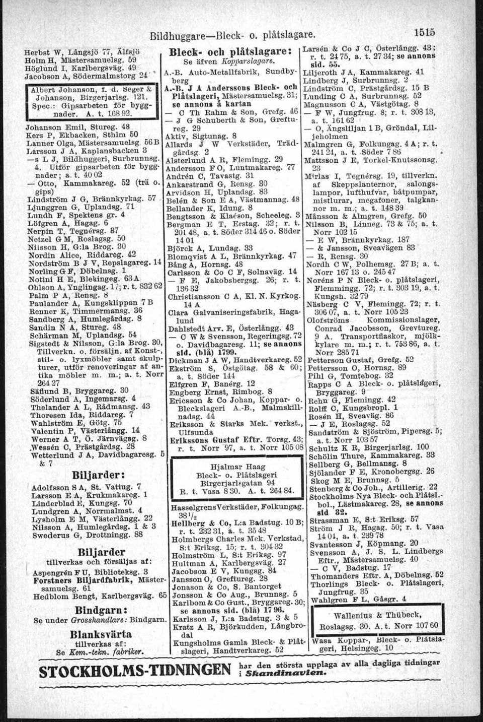 32 - & Widstrand, Begeringsg. 75 B Svensk Bokexport (A.-B. Sandbergs Wallenkampf F C W, Hagag. 46 bokhandel), Stqreg.8 Zetterlund J,Malmskillnadsg. 19 A Svenska Bokhandelscentralen A -B.