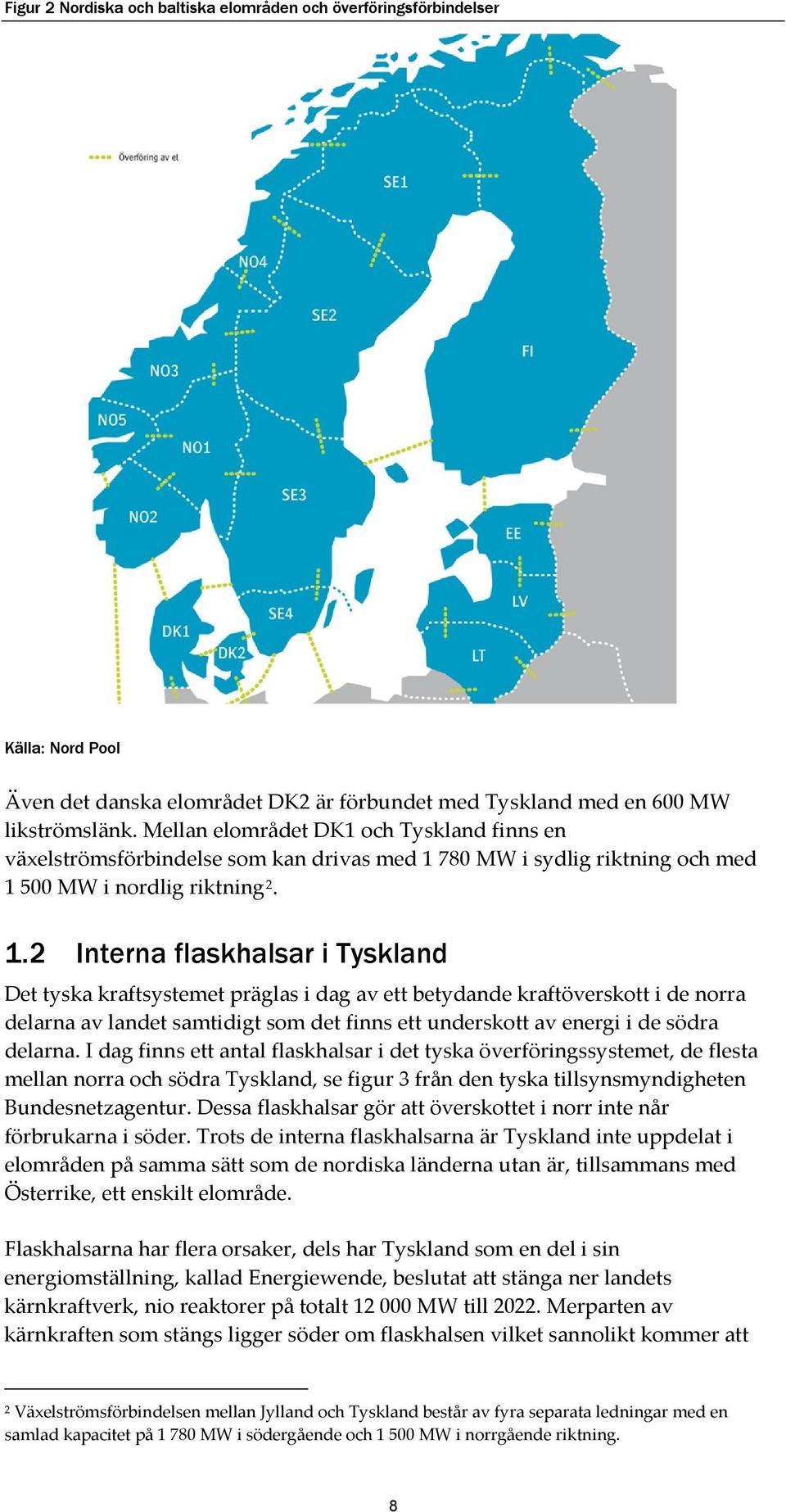 780 MW i sydlig riktning och med 1 