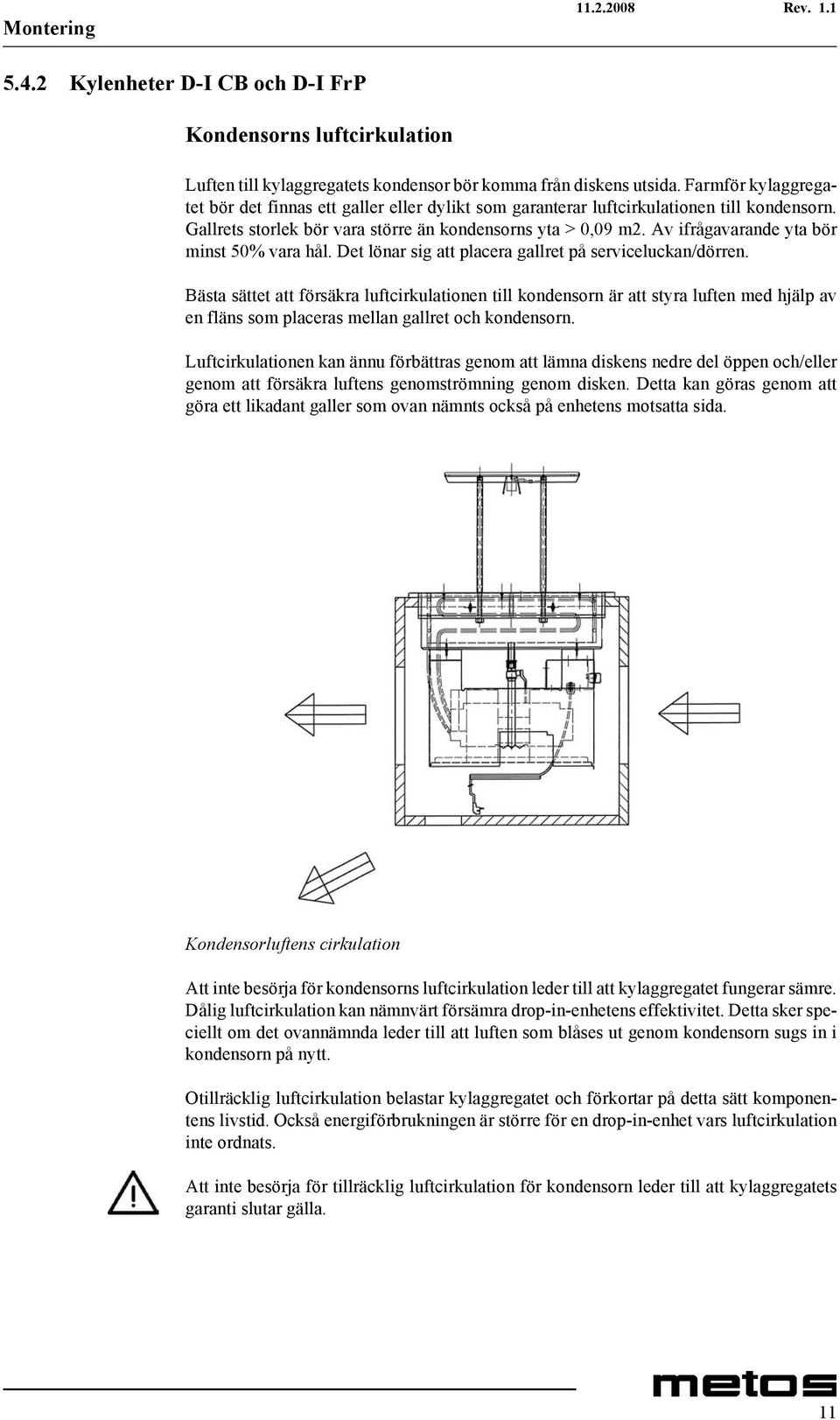 Av ifrågavarande yta bör minst 50% vara hål. Det lönar sig att placera gallret på serviceluckan/dörren.