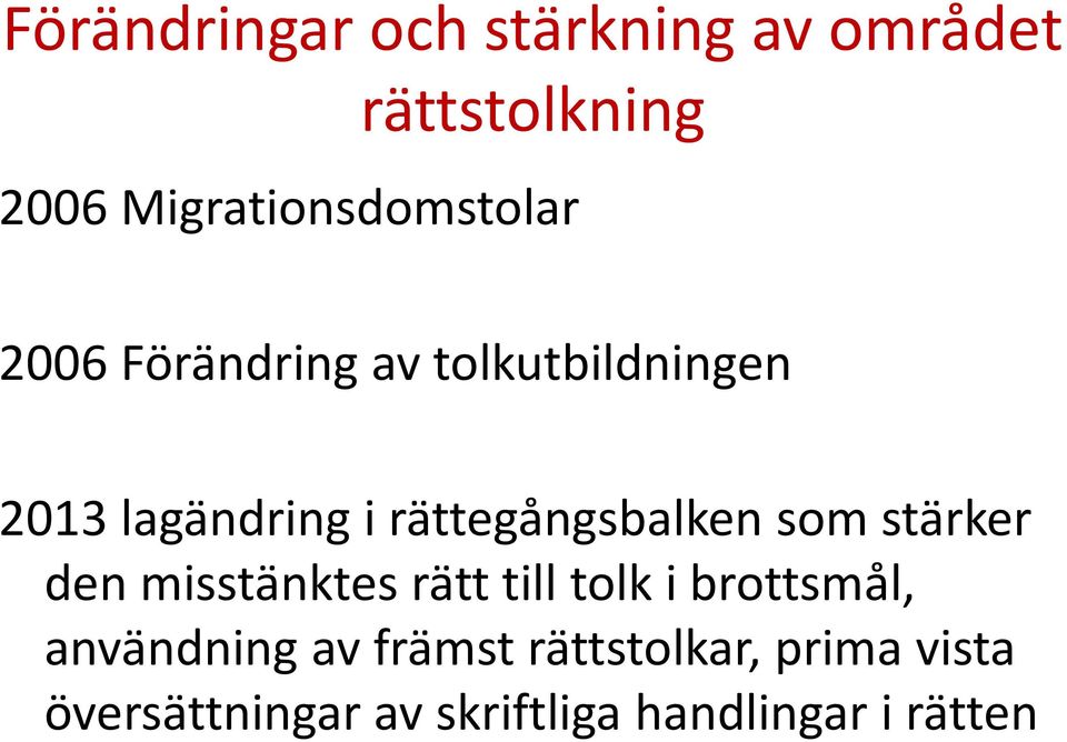 rättegångsbalken som stärker den misstänktes rätt till tolk i brottsmål,