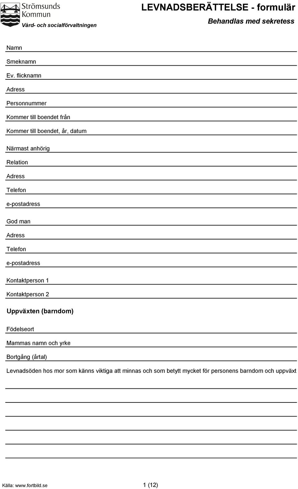 e-postadress God man Adress Telefon e-postadress Kontaktperson 1 Kontaktperson 2 Uppväxten (barndom) Födelseort Mammas namn och