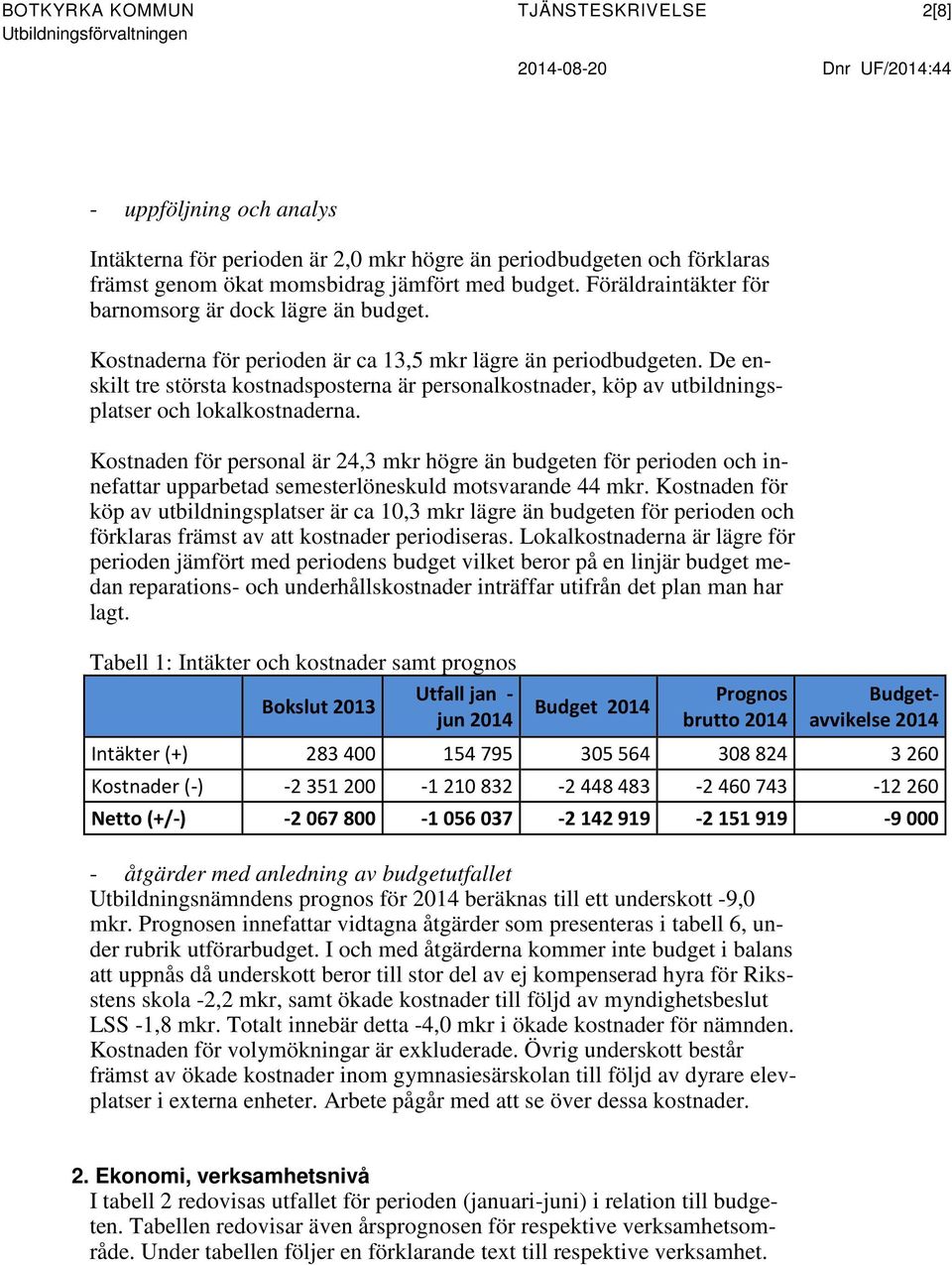 De enskilt tre största kostnadsposterna är personalkostnader, köp av utbildningsplatser och lokalkostnaderna.