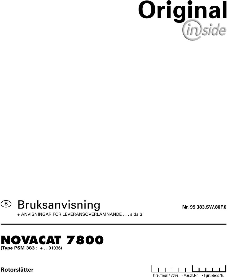 80F.0 NOVACAT 7800 (Type PM 383 : +.