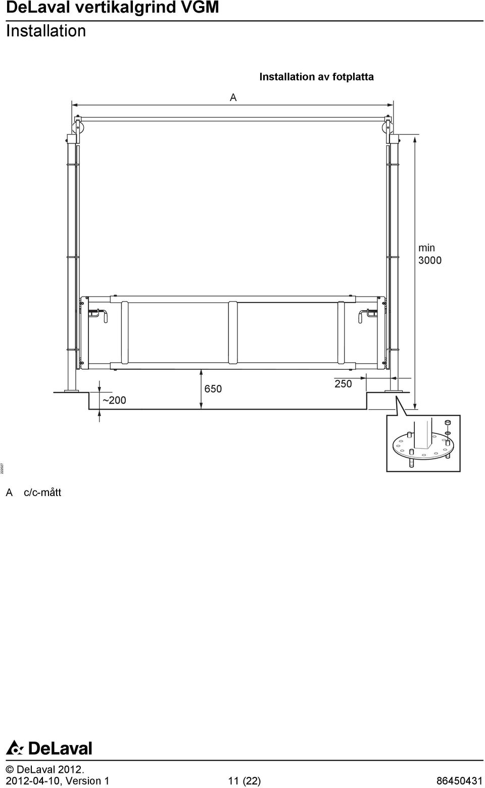 250 222027 A c/c-mått