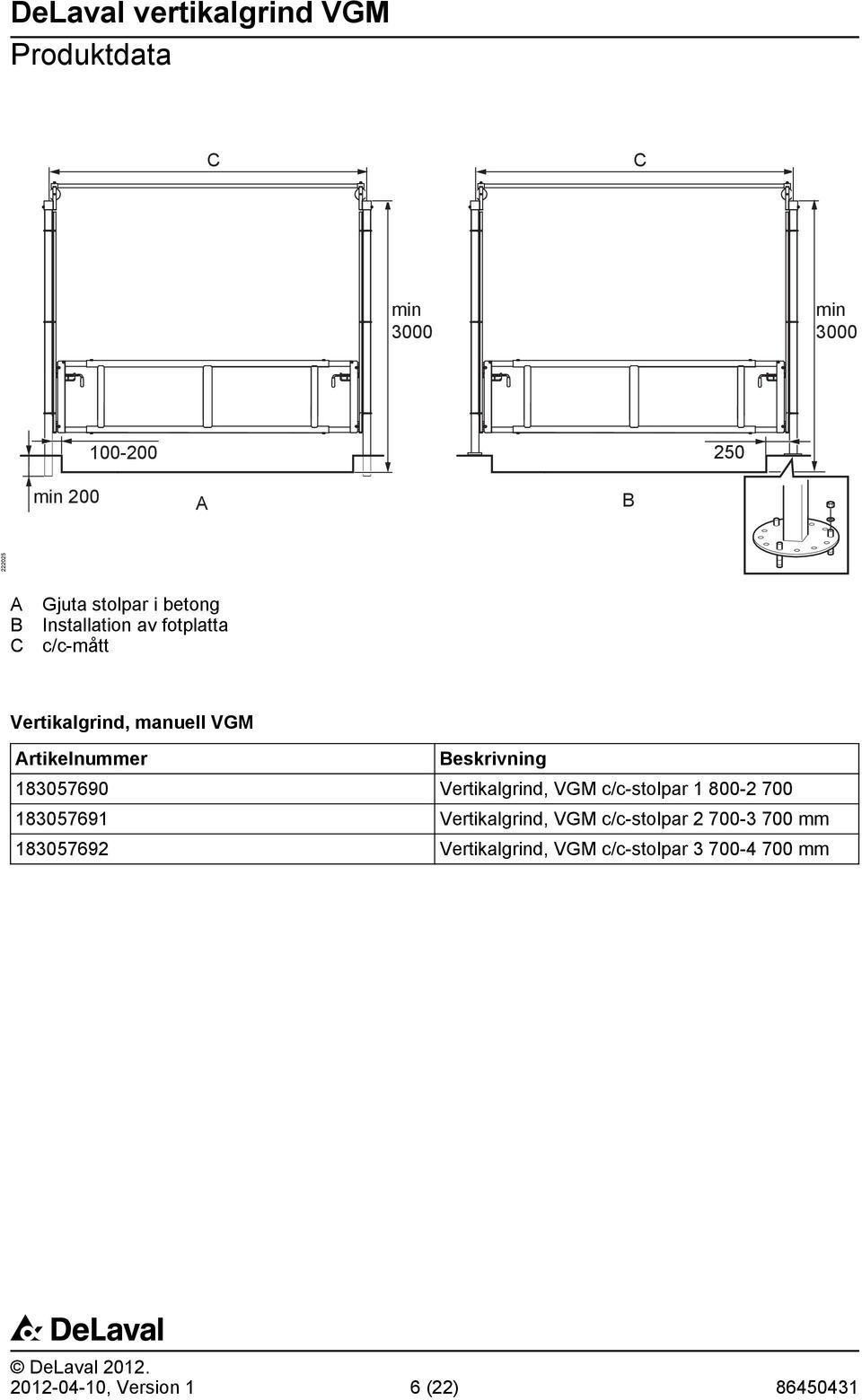183057690 Vertikalgrind, VGM c/c-stolpar 1 800-2 700 183057691 Vertikalgrind, VGM c/c-stolpar 2