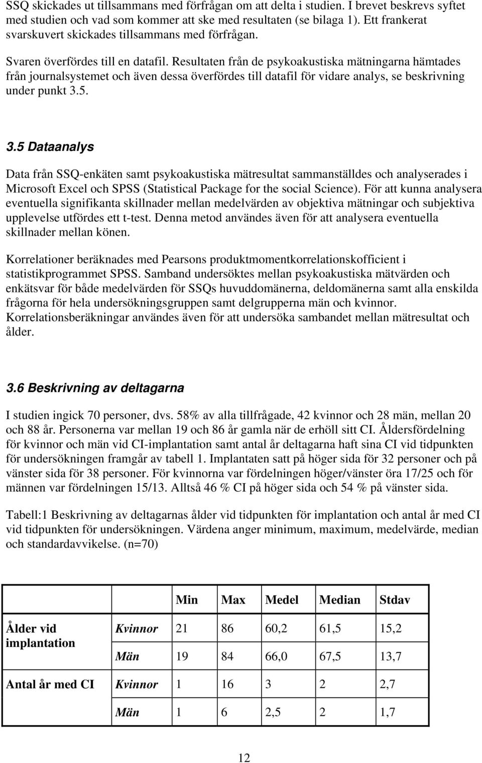 Resultaten från de psykoakustiska mätningarna hämtades från journalsystemet och även dessa överfördes till datafil för vidare analys, se beskrivning under punkt 3.