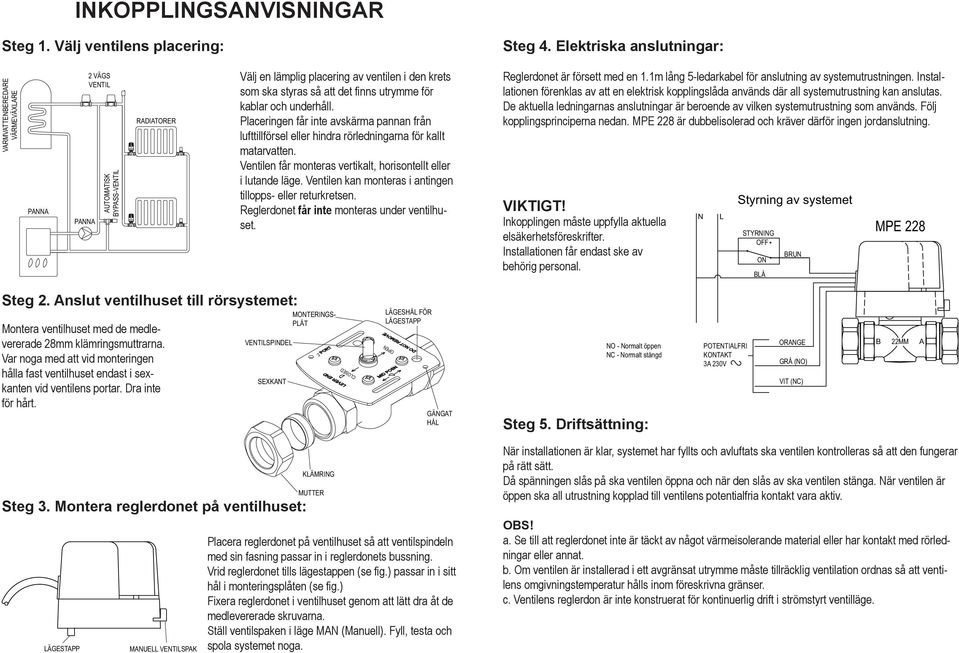 för kablar och underhåll. Placeringen får inte avskärma pannan från lufttillförsel eller hindra rörledningarna för kallt matarvatten.