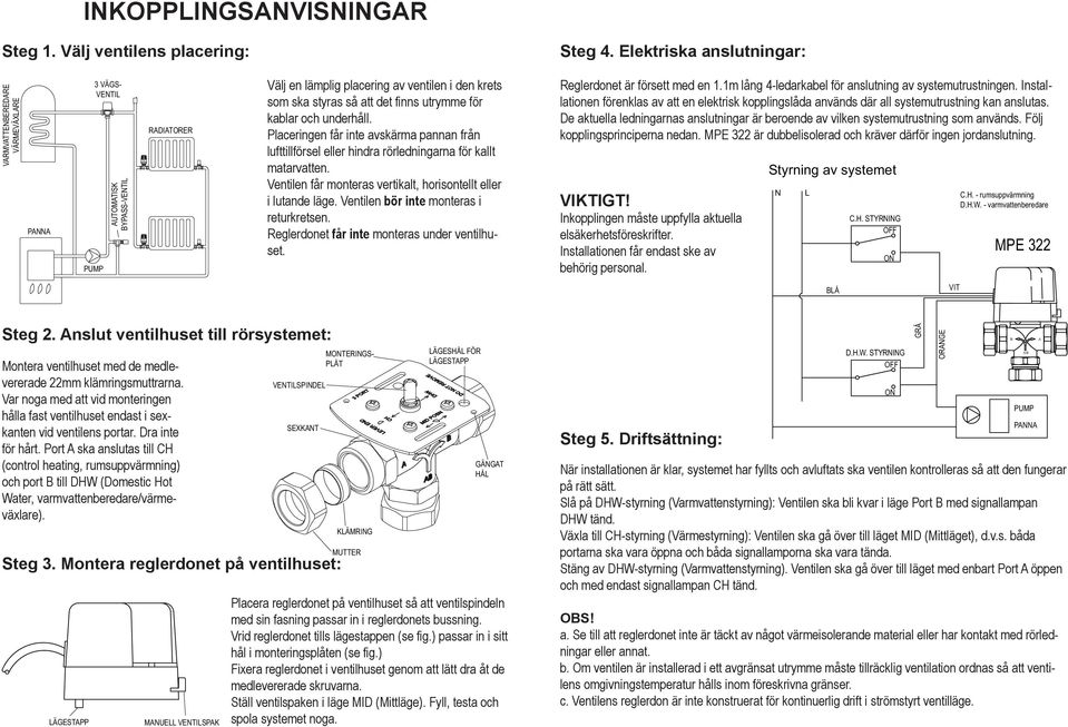 utrymme för kablar och underhåll. Placeringen får inte avskärma pannan från lufttillförsel eller hindra rörledningarna för kallt matarvatten.