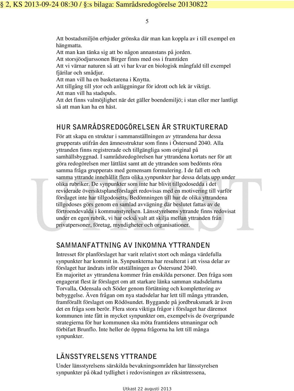 Att tillgång till ytor och anläggningar för idrott och lek är viktigt. Att man vill ha stadspuls.