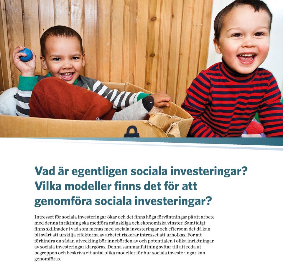 Samtidigt finns skillnader i vad som menas med sociala investeringar och eftersom det då kan bli svårt att urskilja effekterna av arbetet riskerar intresset att urholkas.