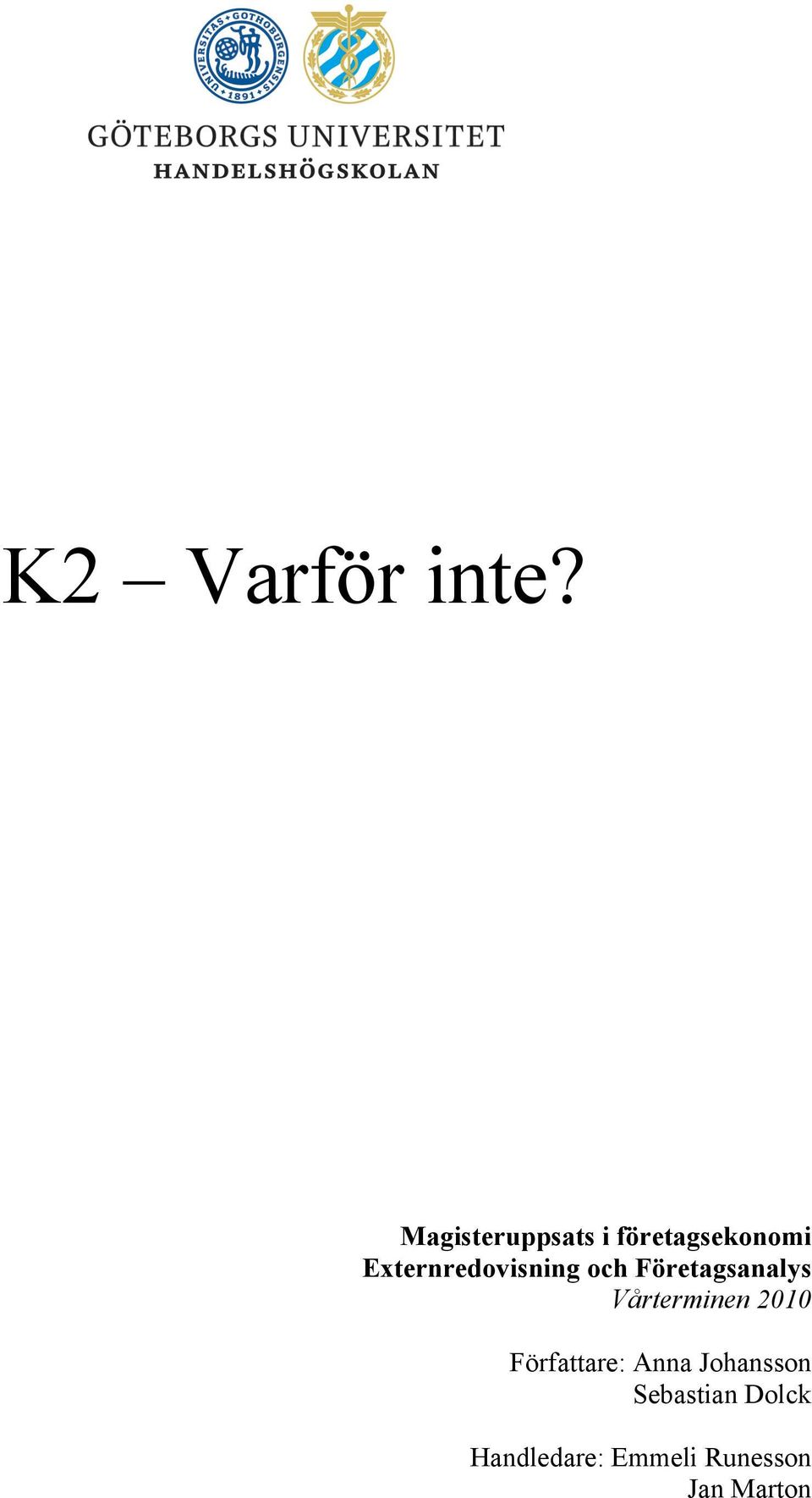 Externredovisning och Företagsanalys