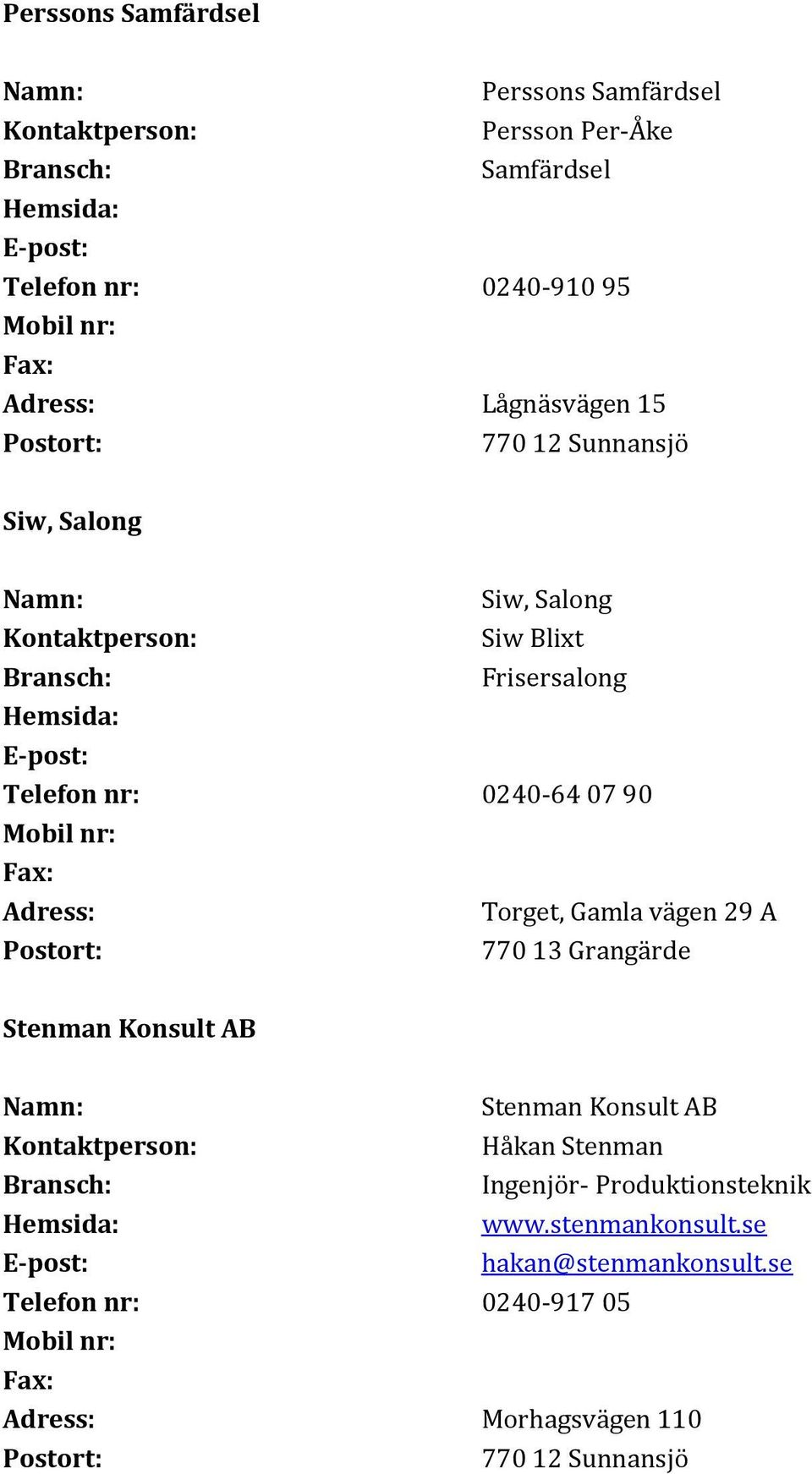 Torget, Gamla vägen 29 A Stenman Konsult AB Stenman Konsult AB Håkan Stenman Ingenjör-