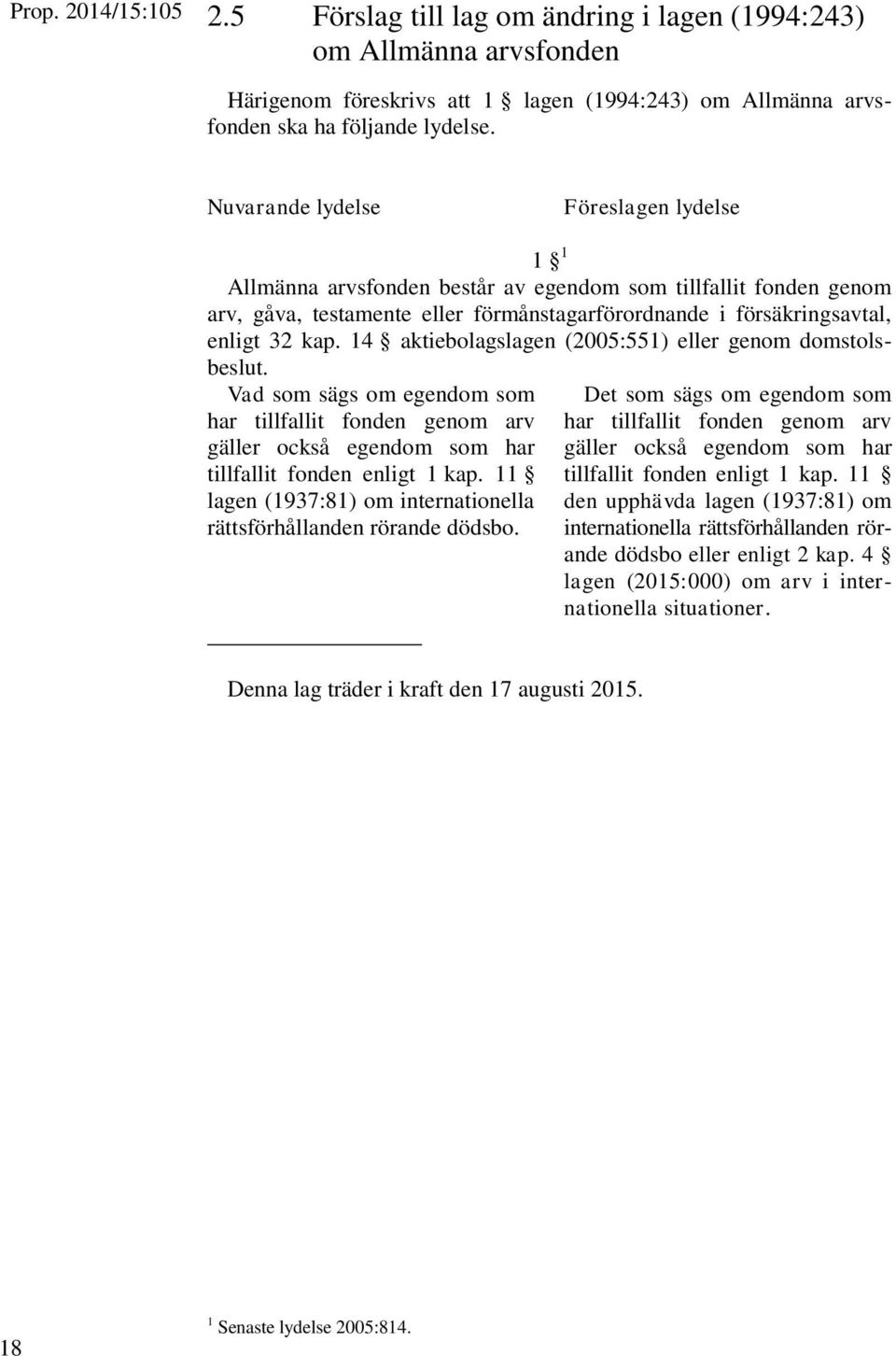 14 aktiebolagslagen (2005:551) eller genom domstolsbeslut. Vad som sägs om egendom som har tillfallit fonden genom arv gäller också egendom som har tillfallit fonden enligt 1 kap.