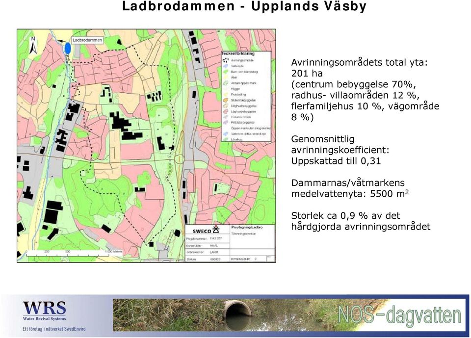 %) Genomsnittlig avrinningskoefficient: Uppskattad till 0,31