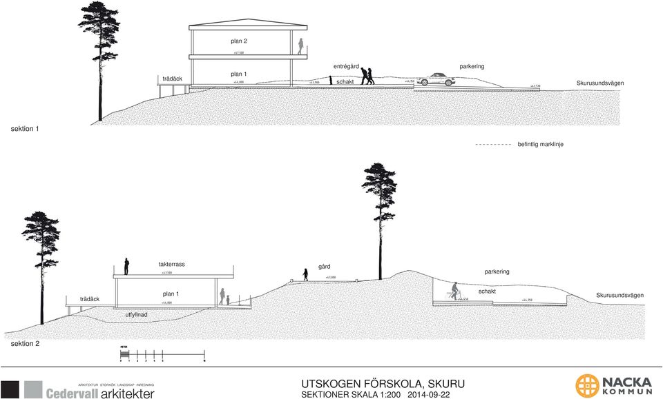 takterrass gård parkering trädäck plan 1 schakt