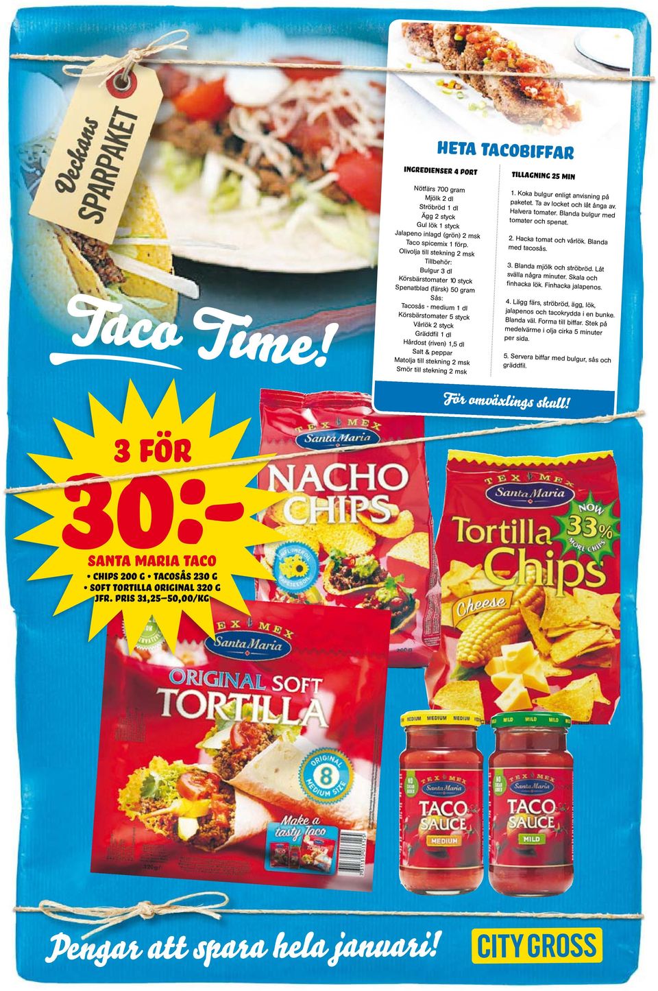 Slt & peppr Mtolj till stekning 2 msk Smör till stekning 2 msk 1. Kok bulgur enligt nvisning på pketet. v locket och låt ång v. Hlver tomter. Blnd bulgur med tomter och spent. 2. Hck tomt och vårlök.