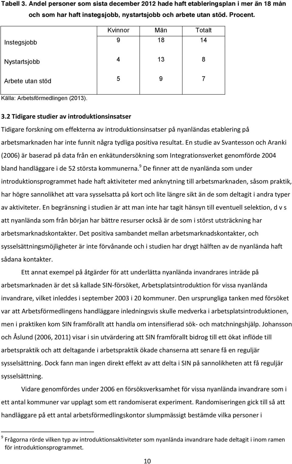 2 Tidigare studier av introduktionsinsatser Tidigare forskning om effekterna av introduktionsinsatser på nyanländas etablering på arbetsmarknaden har inte funnit några tydliga positiva resultat.