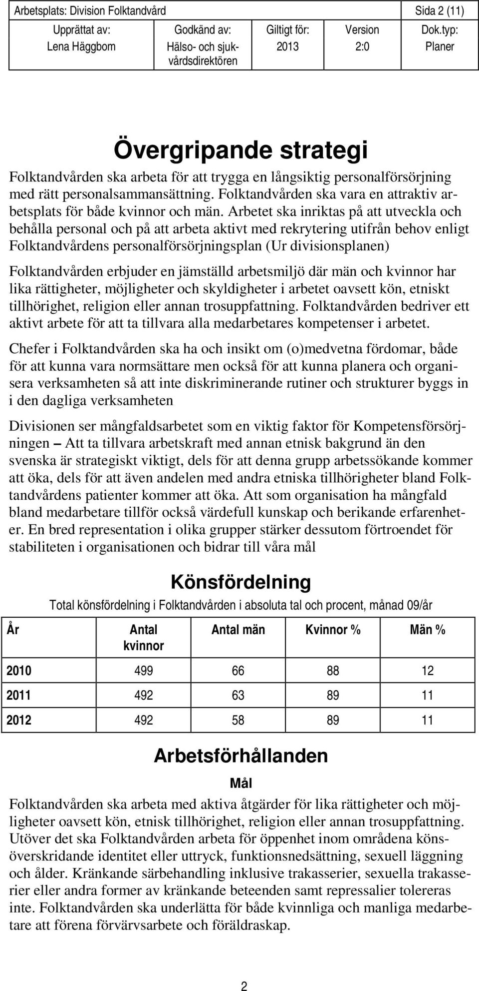 Arbetet ska inriktas på att utveckla och behålla personal och på att arbeta aktivt med rekrytering utifrån behov enligt Folktandvårdens personalförsörjningsplan (Ur divisionsplanen) Folktandvården