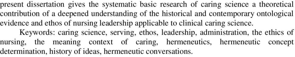clinical caring science.