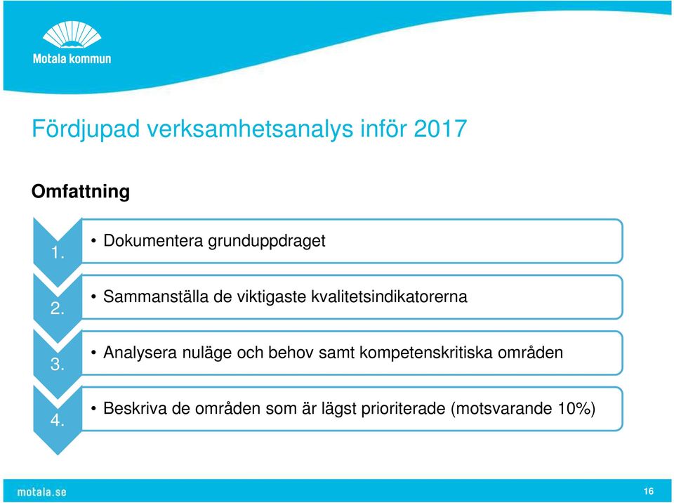 kvalitetsindikatorerna Analysera nuläge och behov samt