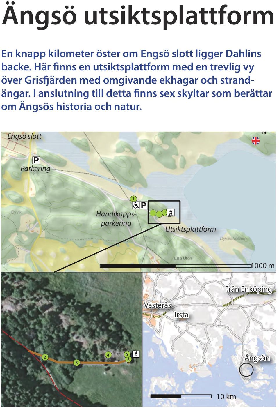 I anslutning till detta finns sex skyltar som berättar om Ängsös historia och natur.