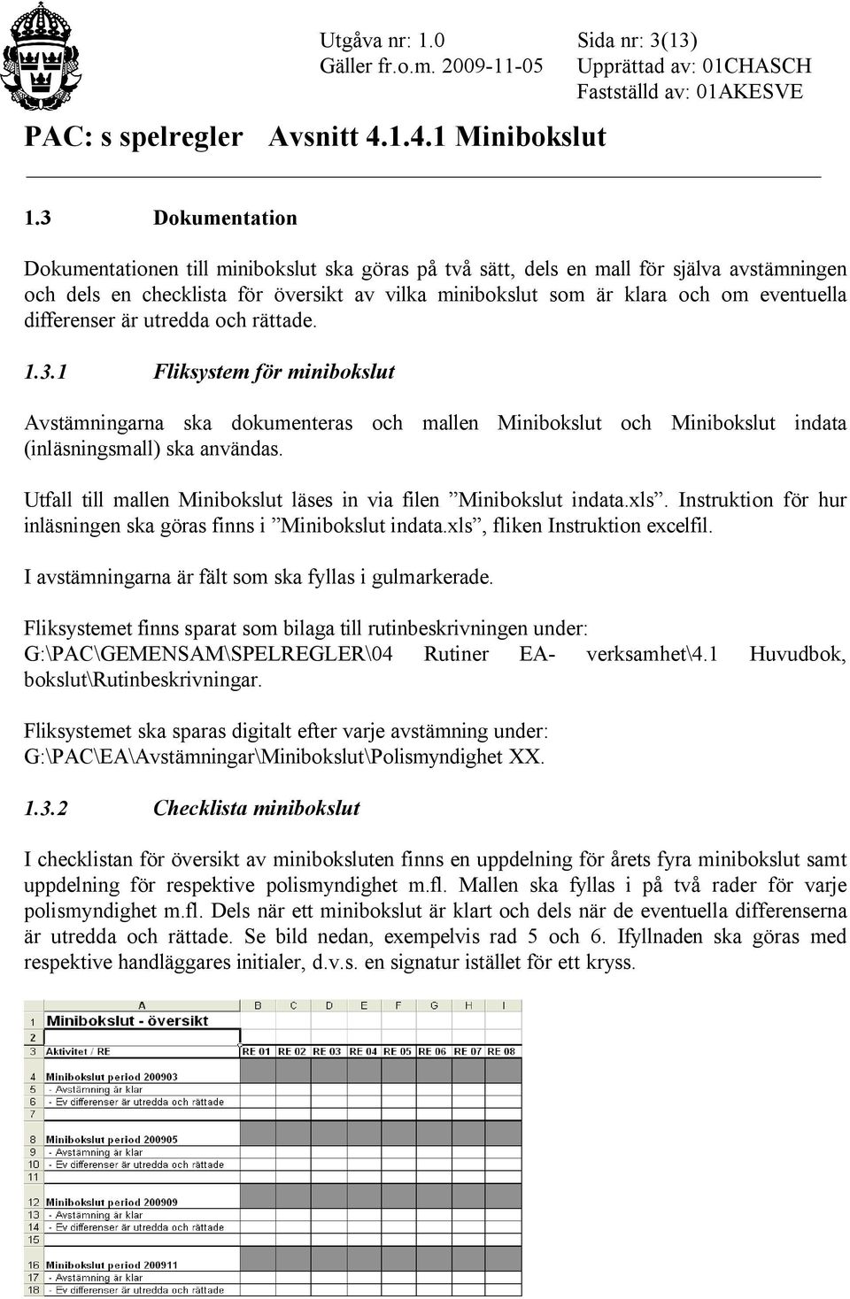 differenser är utredda och rättade. 1.3.1 Fliksystem för minibokslut Avstämningarna ska dokumenteras och mallen Minibokslut och Minibokslut indata (inläsningsmall) ska användas.