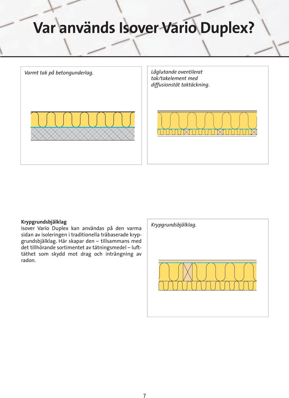 Krypgrundsbjälklag Isover Vario Duplex kan användas på den varma sidan av isoleringen i traditionella