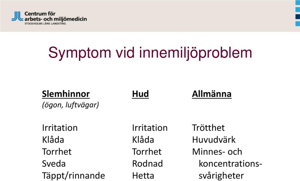 Klåda Klåda Huvudvärk Torrhet Torrhet Minnes- och