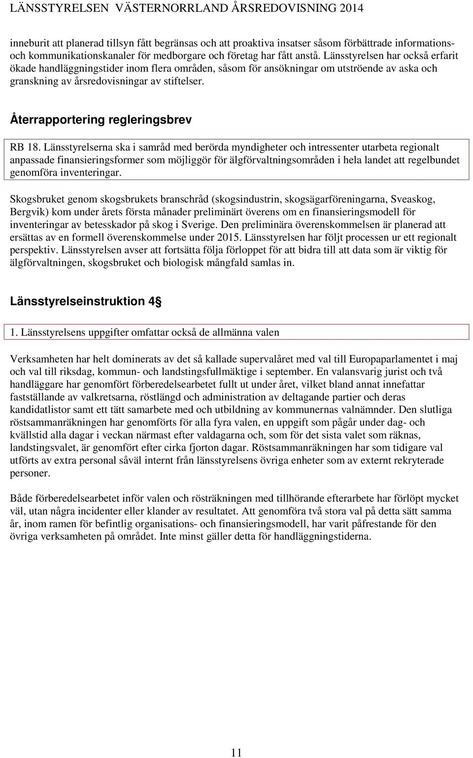 Återrapportering regleringsbrev RB 18.