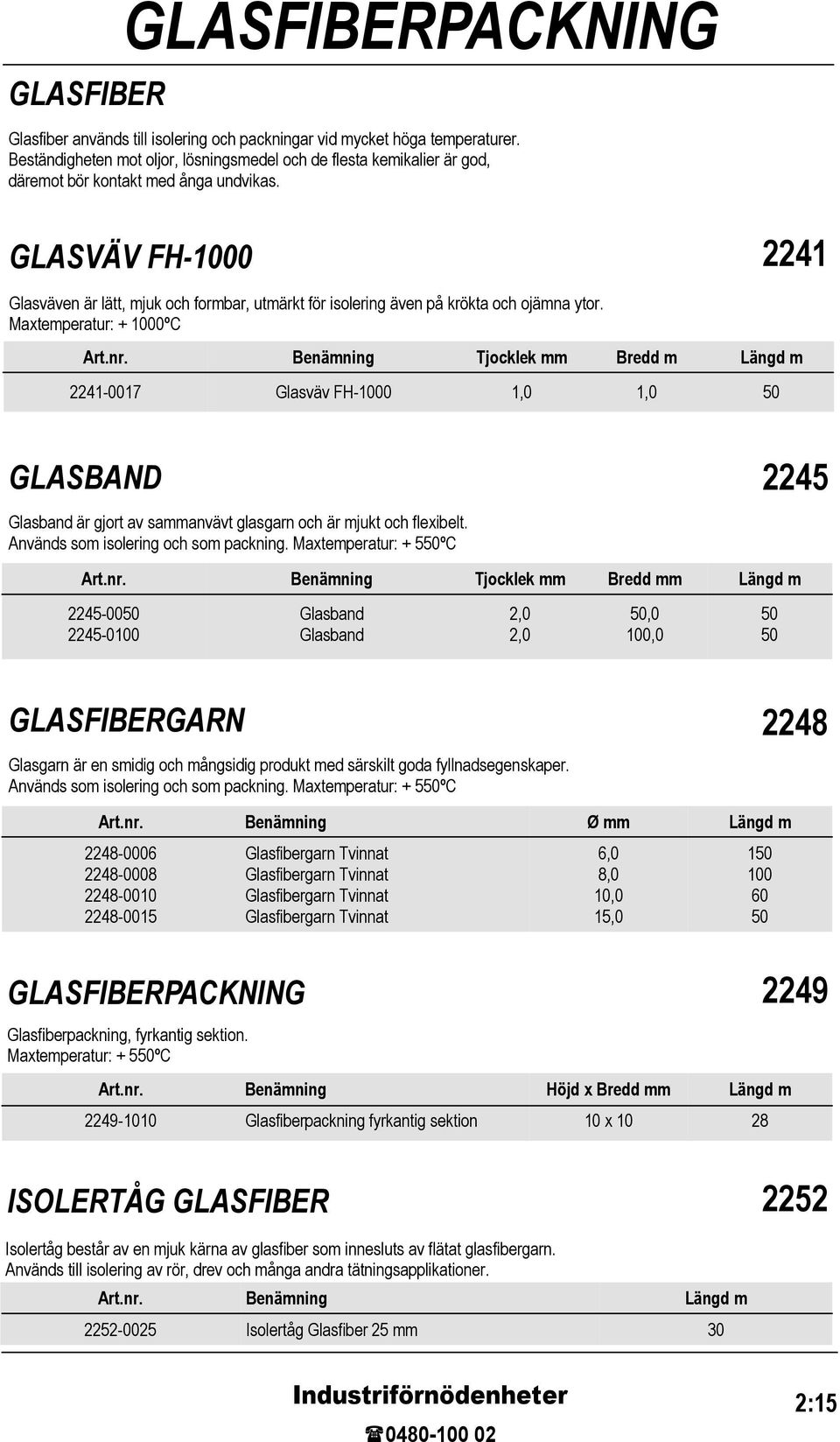 GLASVÄV FH-00 2241 Glasväven är lätt, mjuk och formbar, utmärkt för isolering även på krökta och ojämna ytor. Maxtemperatur: + 00ºC Art.nr.